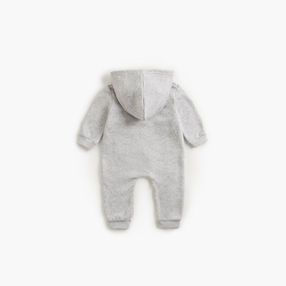 MyKids-USA® Baby Cartoon Embroidered Pattern Side Snap Button Fleece Rompers With Hat