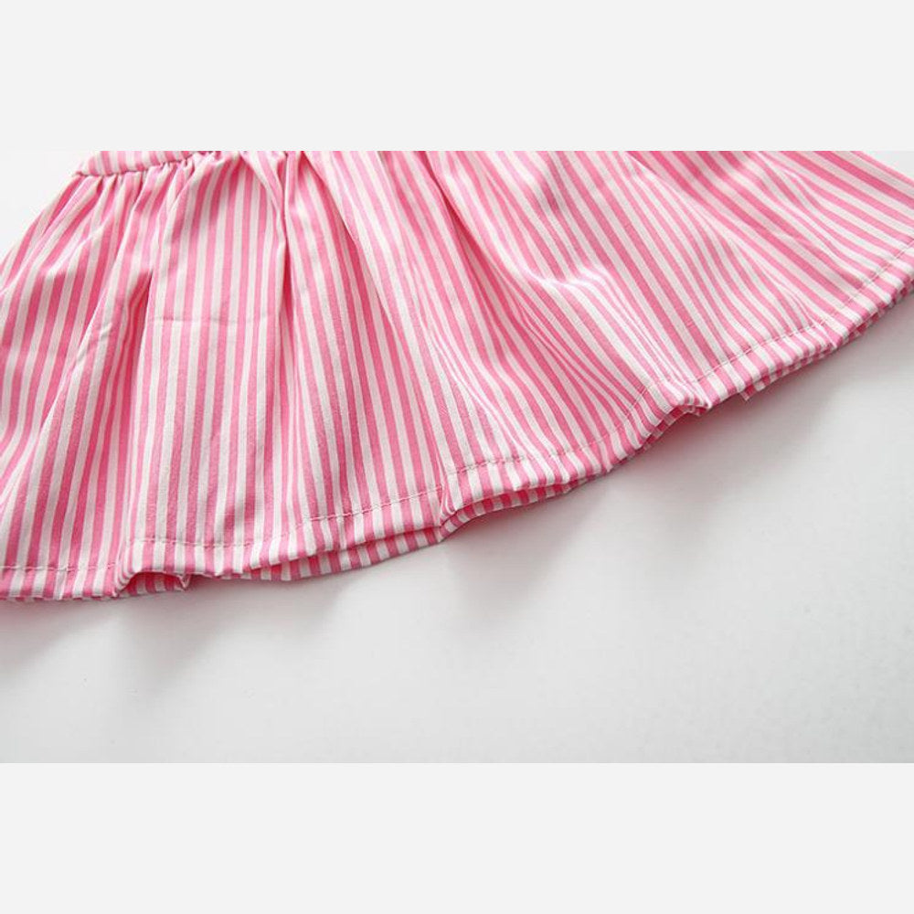 MyKids-USA® Baby Girl Striped Pattern Dress Combo Short Pants In Sets