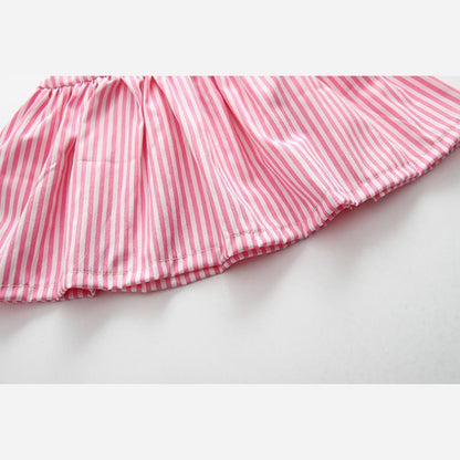 MyKids-USA® Baby Girl Striped Pattern Dress Combo Short Pants In Sets