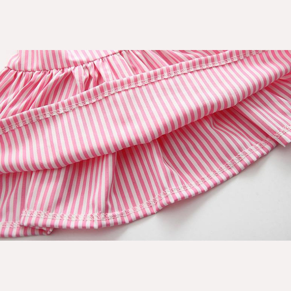 MyKids-USA® Baby Girl Striped Pattern Dress Combo Short Pants In Sets