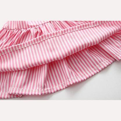 MyKids-USA® Baby Girl Striped Pattern Dress Combo Short Pants In Sets