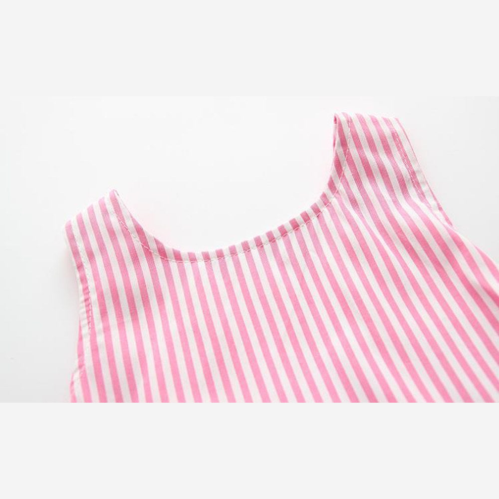 MyKids-USA® Baby Girl Striped Pattern Dress Combo Short Pants In Sets