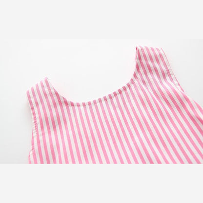 MyKids-USA® Baby Girl Striped Pattern Dress Combo Short Pants In Sets