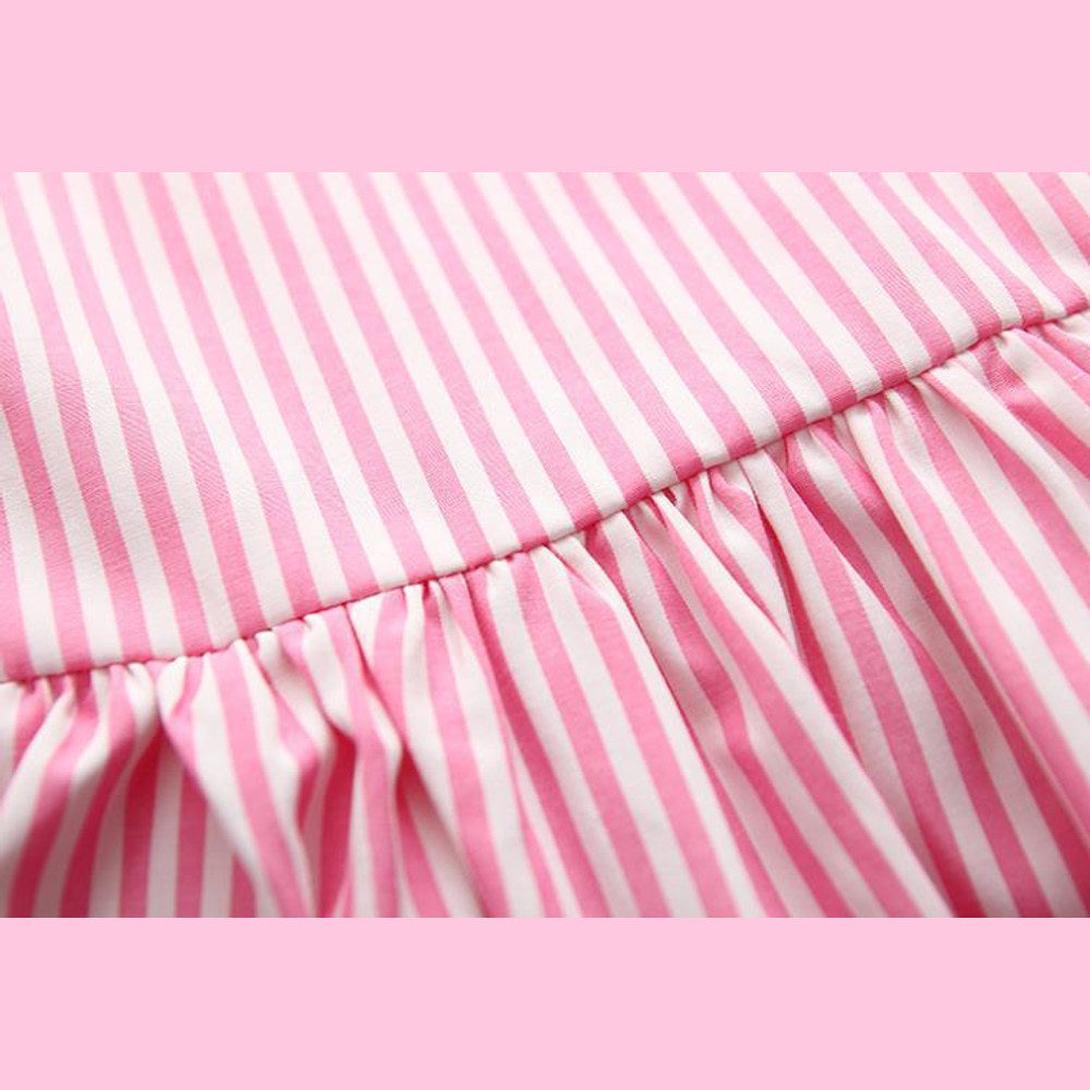 MyKids-USA® Baby Girl Striped Pattern Dress Combo Short Pants In Sets