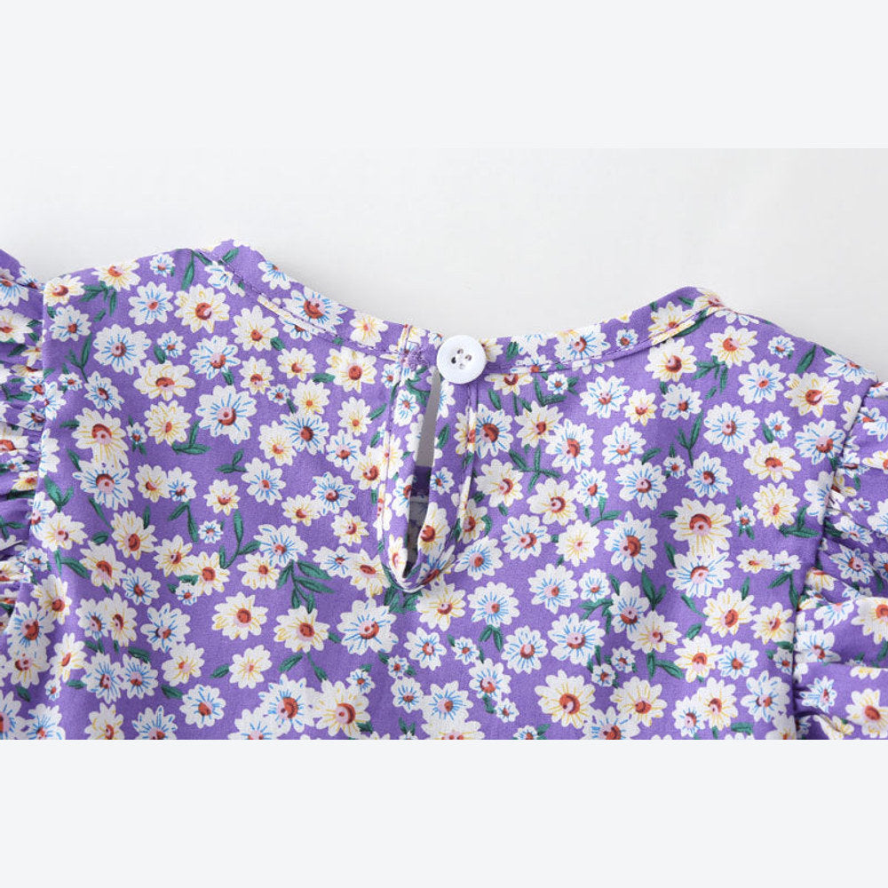 MyKids-USA® Baby Girl Floral Print bodysuit With Headband In Outfit Wearing