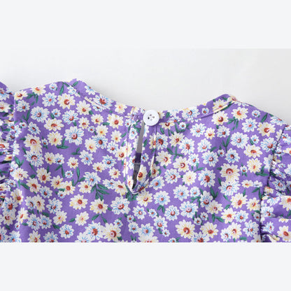 MyKids-USA® Baby Girl Floral Print bodysuit With Headband In Outfit Wearing