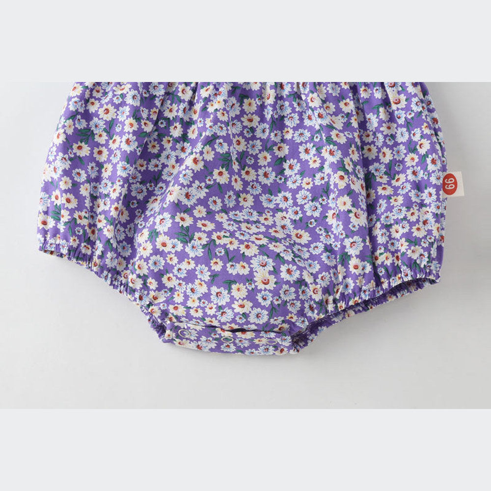 MyKids-USA® Baby Girl Floral Print bodysuit With Headband In Outfit Wearing
