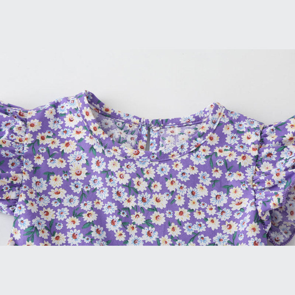 MyKids-USA® Baby Girl Floral Print bodysuit With Headband In Outfit Wearing