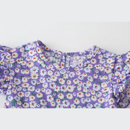 MyKids-USA® Baby Girl Floral Print bodysuit With Headband In Outfit Wearing