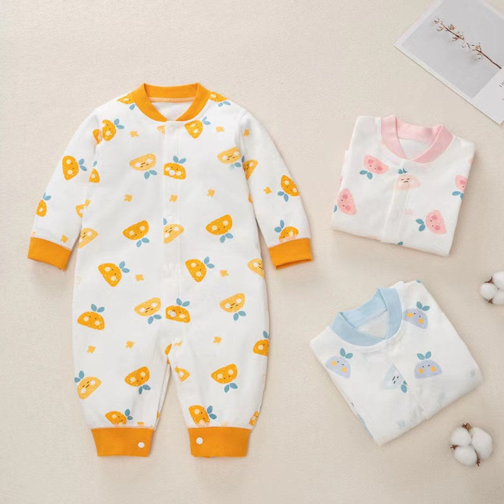 MyKids-USA® Baby Cartoon Pattern Button Front Design Long Sleeves Cotton Romper