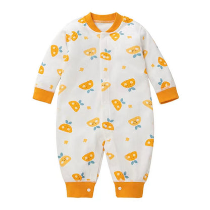 MyKids-USA® Baby Cartoon Pattern Button Front Design Long Sleeves Cotton Romper