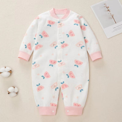 MyKids-USA® Baby Cartoon Pattern Button Front Design Long Sleeves Cotton Romper