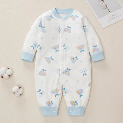 MyKids-USA® Baby Cartoon Pattern Button Front Design Long Sleeves Cotton Romper