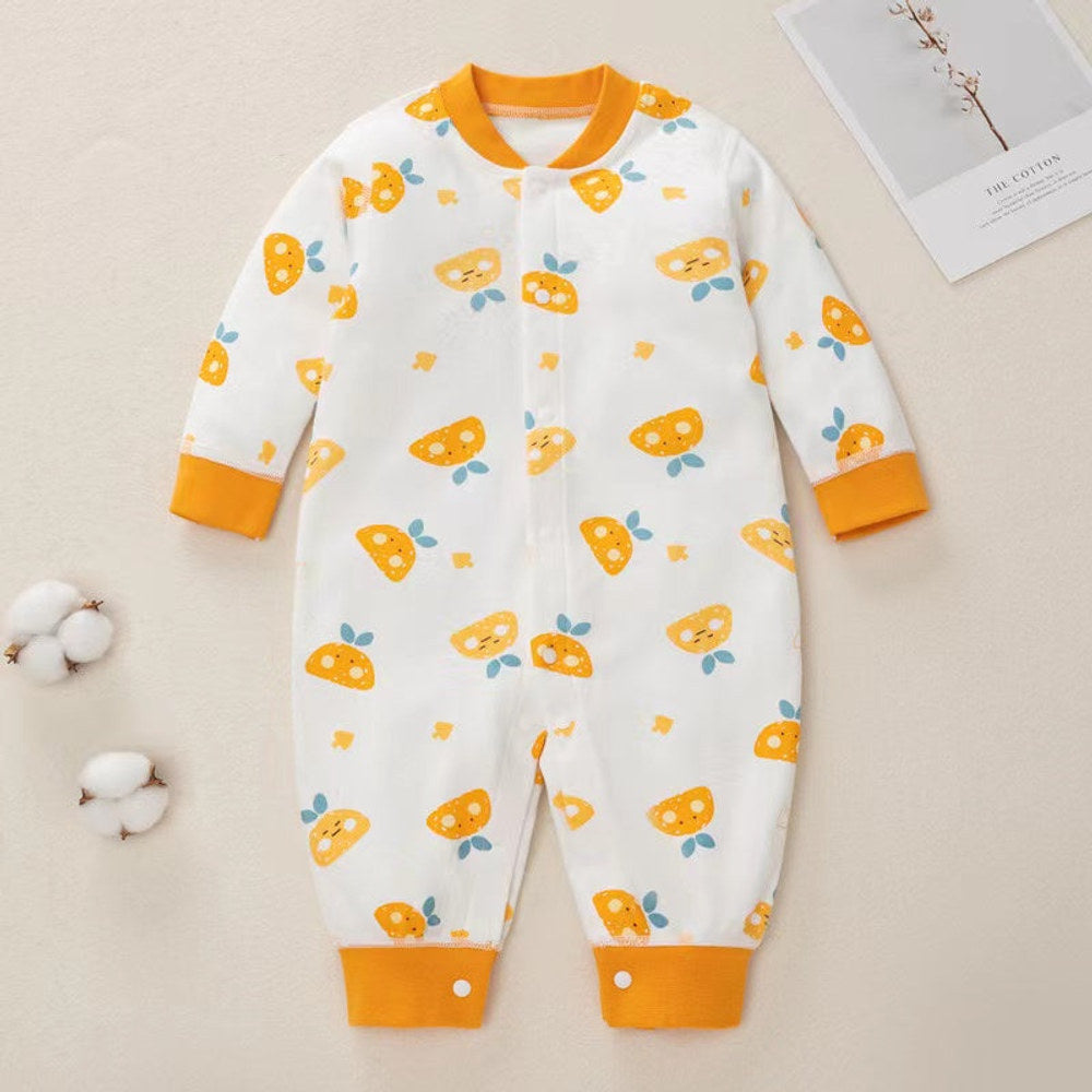 MyKids-USA® Baby Cartoon Pattern Button Front Design Long Sleeves Cotton Romper