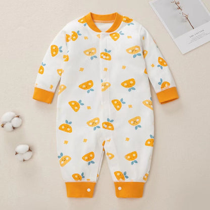 MyKids-USA® Baby Cartoon Pattern Button Front Design Long Sleeves Cotton Romper