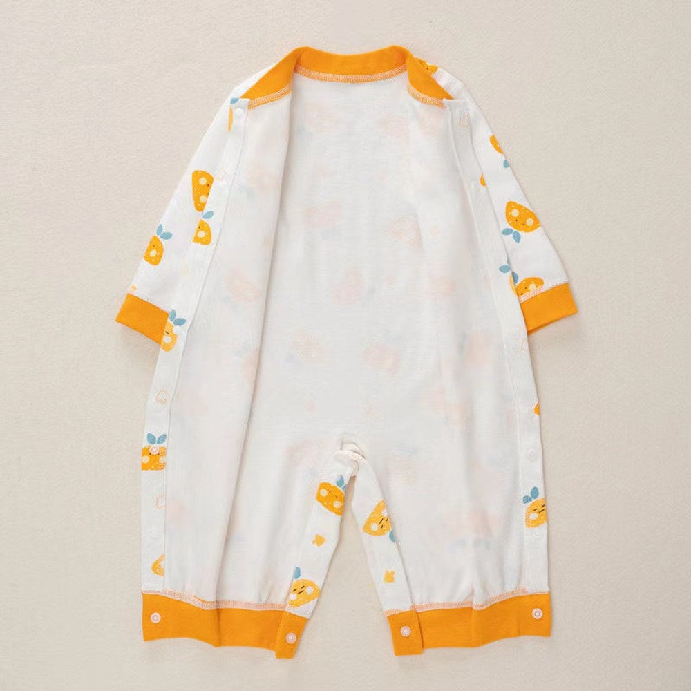 MyKids-USA® Baby Cartoon Pattern Button Front Design Long Sleeves Cotton Romper