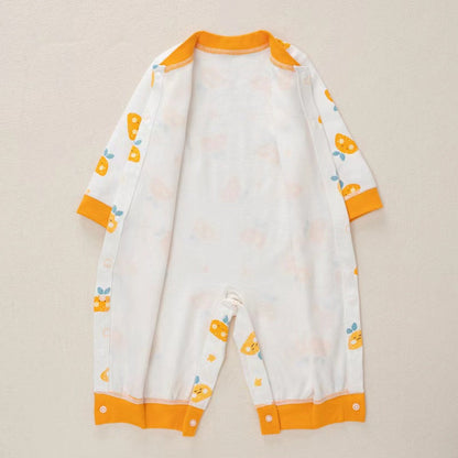MyKids-USA® Baby Cartoon Pattern Button Front Design Long Sleeves Cotton Romper