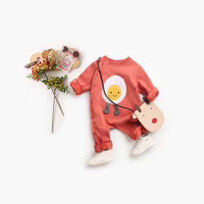 MyKids-USA® Baby Cartoon Pattern Side Snap Button Design Long Sleeved Romper