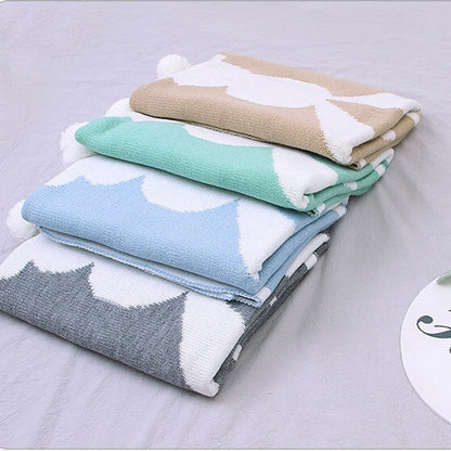 MyKids-USA® Baby Cartoon Rabbit & Footprints Embroidered Graphic 3D Tail Blanket