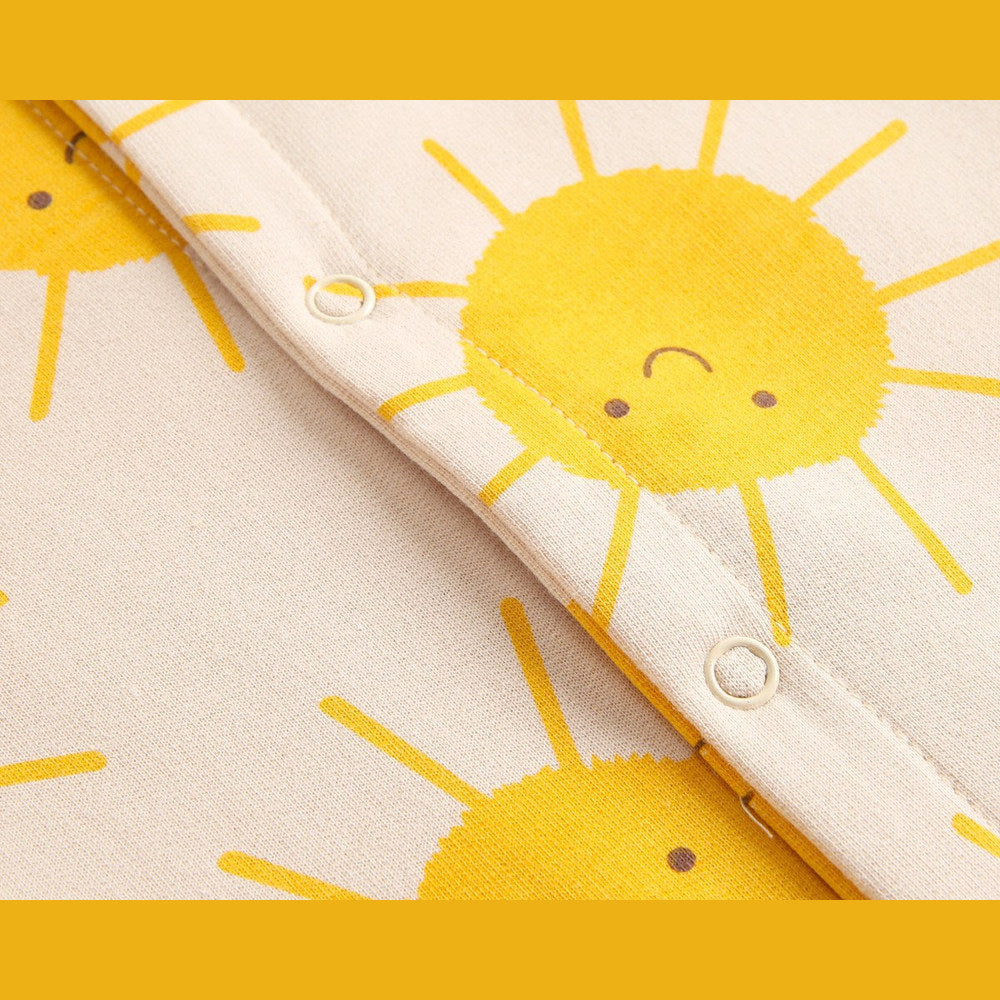 Baby Cartoon Sun Pattern Snap Button Long Sleeved Romper In Spring & Autumn