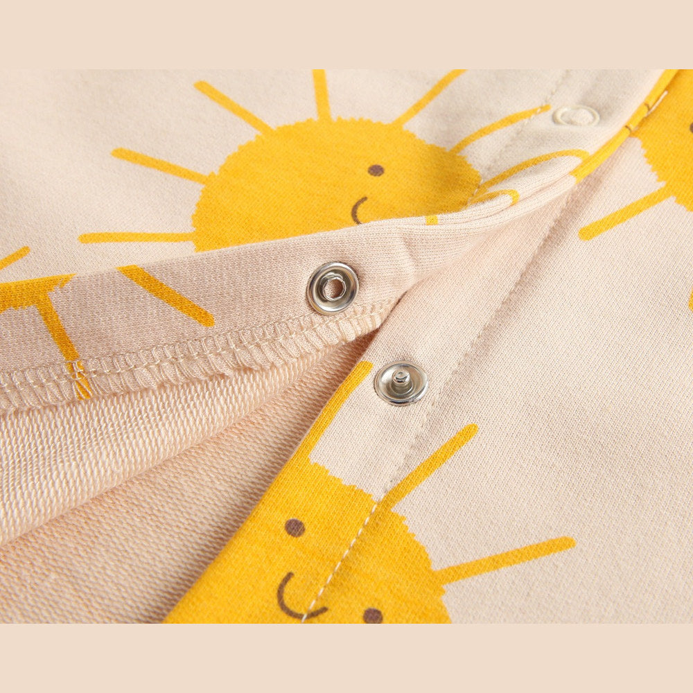 Baby Cartoon Sun Pattern Snap Button Long Sleeved Romper In Spring & Autumn