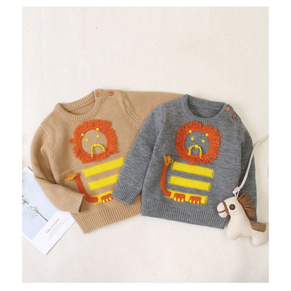 MyKids-USA® Baby Cartton Lion Emroidered Pattern Pullover Sweater