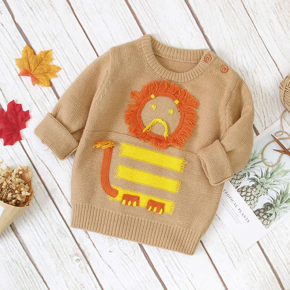 MyKids-USA® Baby Cartton Lion Emroidered Pattern Pullover Sweater