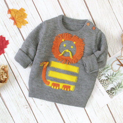 MyKids-USA® Baby Cartton Lion Emroidered Pattern Pullover Sweater