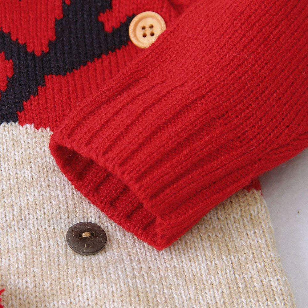 MyKids-USA® Baby Cartton Pattern Contrast Design Side Button Christmas Knitted Romper
