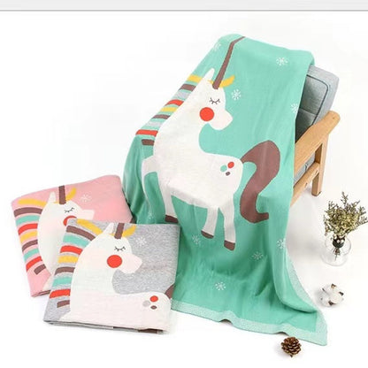 MyKids-USA® Baby Children’s Unicorn Pattern Contrast Design Air Conditioner Blanket