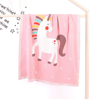 MyKids-USA® Baby Children’s Unicorn Pattern Contrast Design Air Conditioner Blanket