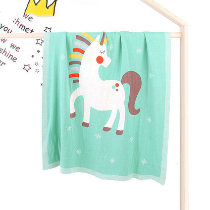 MyKids-USA® Baby Children’s Unicorn Pattern Contrast Design Air Conditioner Blanket