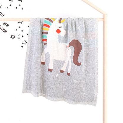 MyKids-USA® Baby Children’s Unicorn Pattern Contrast Design Air Conditioner Blanket