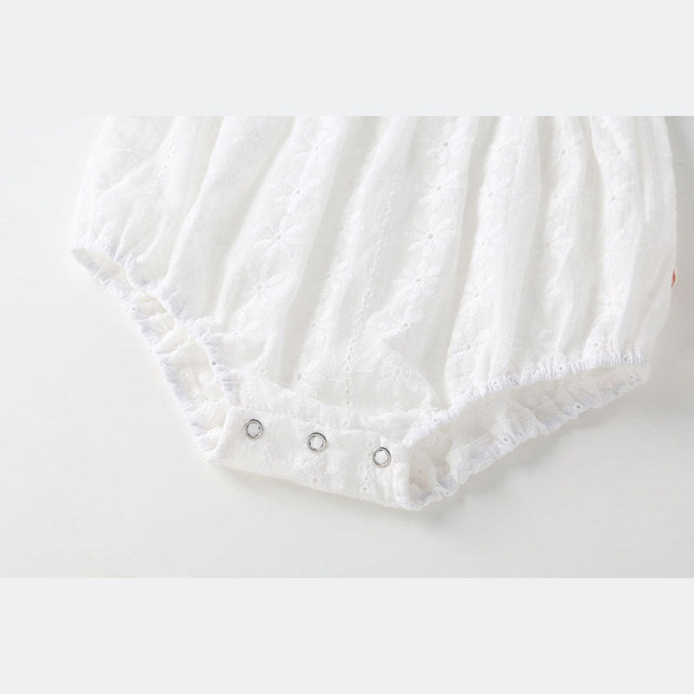 MyKids-USA® Baby Girl Floral Embroidery Pattern Solid Color Sleeveless bodysuit With Lace