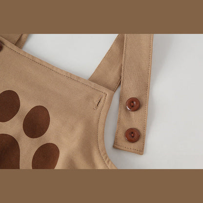 MyKids-USA® Baby Kids Puppy Print Pattern Short Sleeves With Straps bodysuit In Set With Hat Of Puppy Shape