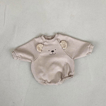 MyKids-USA® Baby Bear Print Pattern Ears Patch Design Hoodie bodysuit