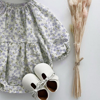 MyKids-USA® Baby Ditsy Flower Graphic Long Sleeves Flesh Style Cotton Bodysuit With Hat