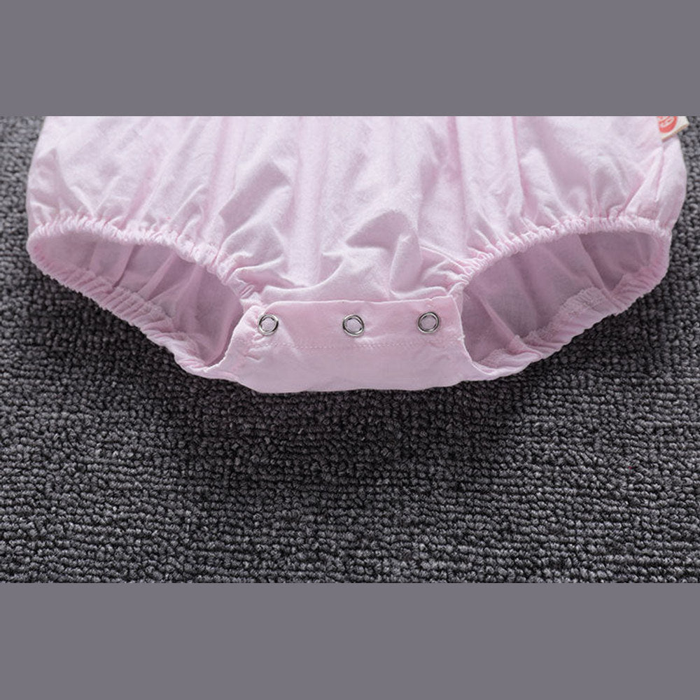 MyKids-USA® Baby Girl Embroidery Pattern Ruffle Collar Design Bubble Short-Sleeved bodysuit With Hat