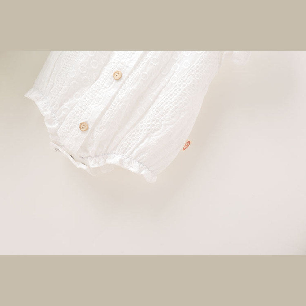 MyKids-USA® Baby Girl Lace Jacquard Design Solid Color With Lace Innocent And Lovely bodysuit