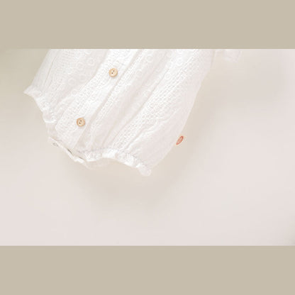 MyKids-USA® Baby Girl Lace Jacquard Design Solid Color With Lace Innocent And Lovely bodysuit