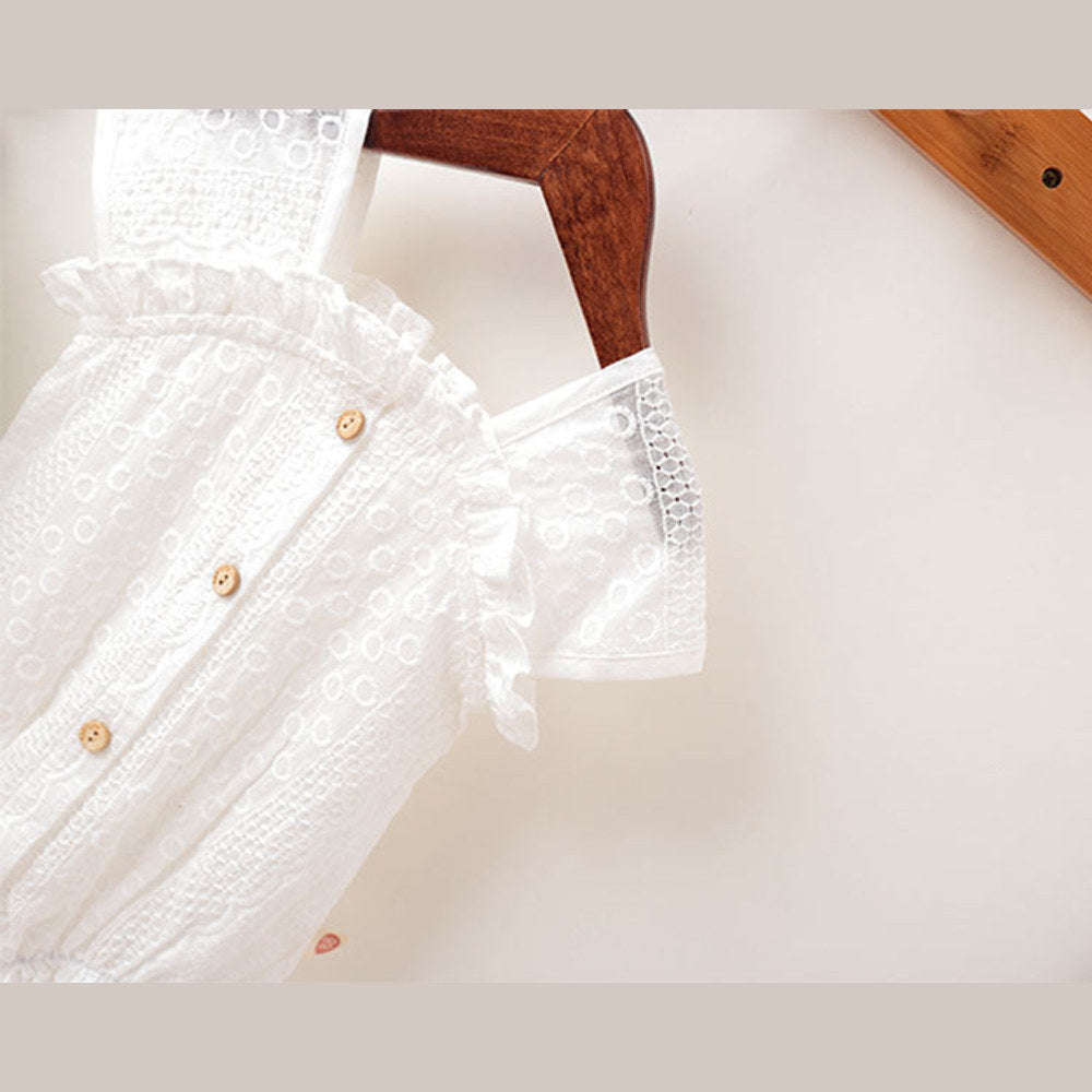 MyKids-USA® Baby Girl Lace Jacquard Design Solid Color With Lace Innocent And Lovely bodysuit