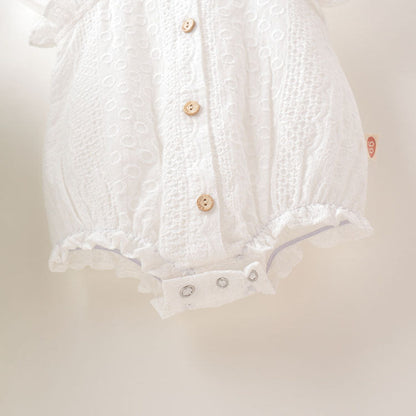 MyKids-USA® Baby Girl Lace Jacquard Design Solid Color With Lace Innocent And Lovely bodysuit