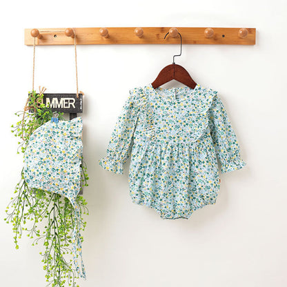MyKids-USA® Baby Girl Floral Pattern Ruffle Sleeveless Or Long-Sleeved Design Newborn Round Collar bodysuit