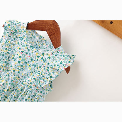 MyKids-USA® Baby Girl Floral Pattern Ruffle Sleeveless Or Long-Sleeved Design Newborn Round Collar bodysuit