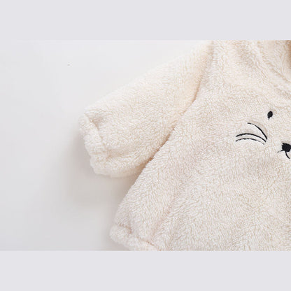 MyKids-USA® Baby Embroidered Pattern Rabbit Ear Design Thickened Bodysuit