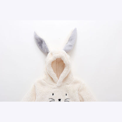 MyKids-USA® Baby Embroidered Pattern Rabbit Ear Design Thickened Bodysuit