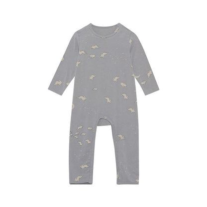 MyKids-USA® Baby Floral & Animals Print Pattern Long Sleeves Soft Jumpsuit