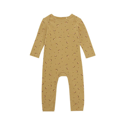 MyKids-USA® Baby Floral & Animals Print Pattern Long Sleeves Soft Jumpsuit