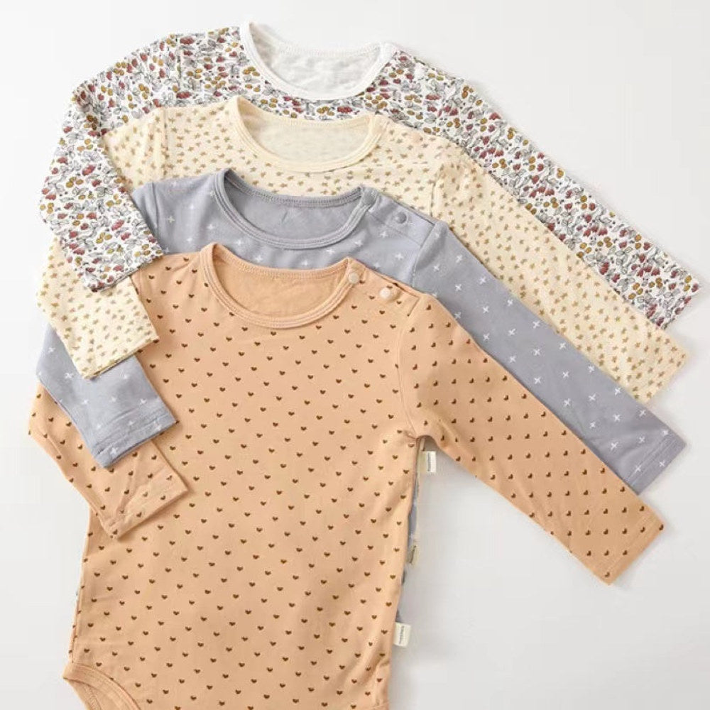 MyKids-USA® Baby Floral & Heart Pattern Soft Cotton Long Sleeved bodysuit
