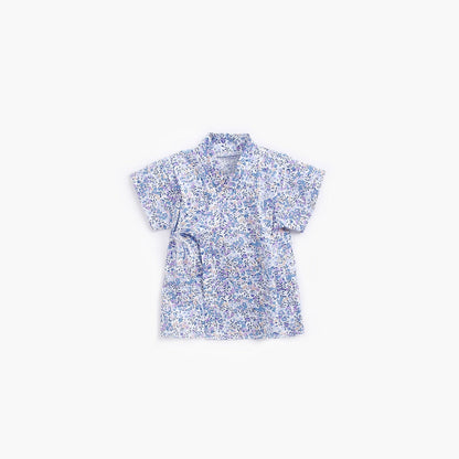 MyKids-USA® Baby Floral Print Belt Design Short-Sleeved Tops Combo Shorts Japanese Sets Pajamas